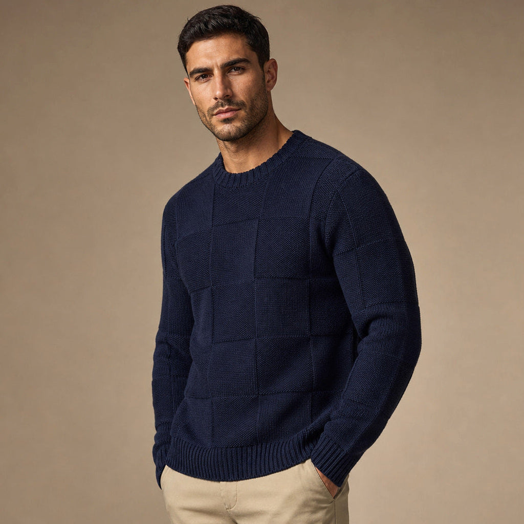 Heilmar | Strickset Struktur Marineblau – Seitenansicht