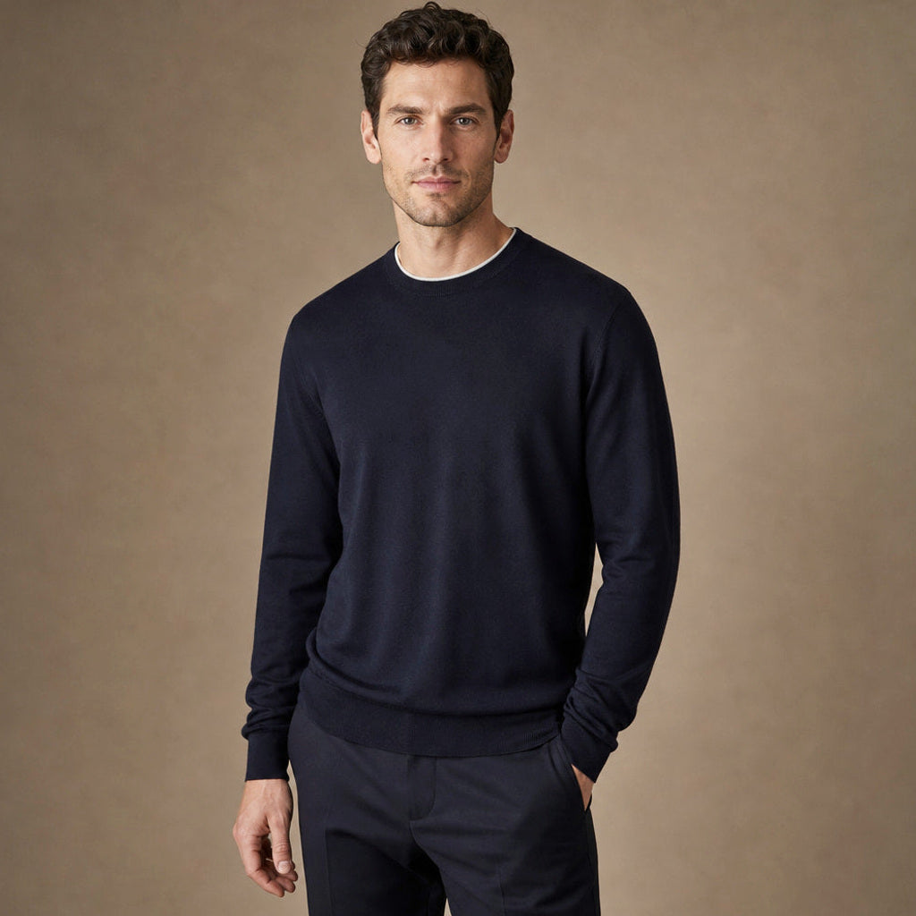 Helmut | Feinstrick-Pullover Baumwolle-Seide – Seitenansicht