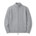 Hiltbert | Strickjacke Zopfmuster Stehkragen Grau – Produktfoto