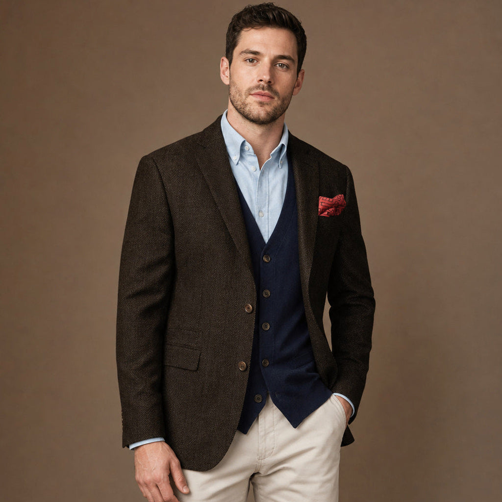 Ivar | Blazer Fischgrat Tailored Fit Kaffeebraun – Produktfoto