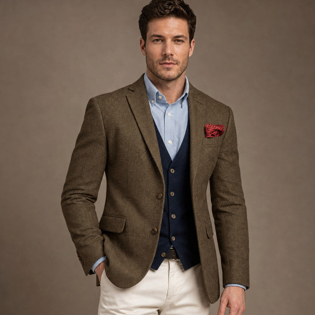 Ivar | Blazer Fischgrat Tailored Fit Khaki – Produktfoto