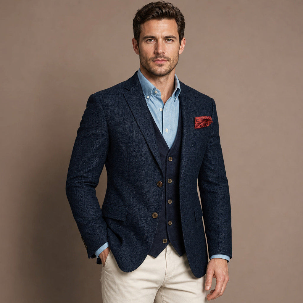 Ivar | Blazer Fischgrat Tailored Fit Navy – Produktfoto