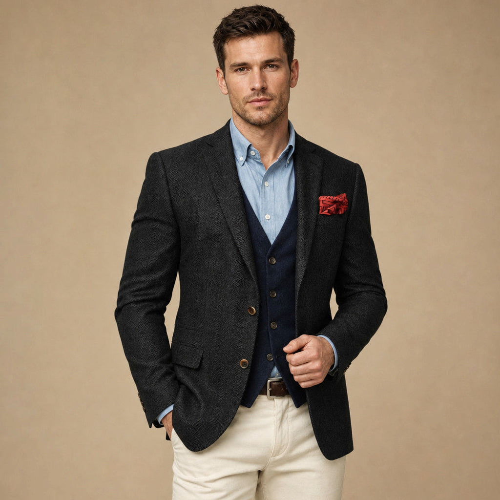 Ivar | Blazer Fischgrat Tailored Fit Schwarz – Produktfoto