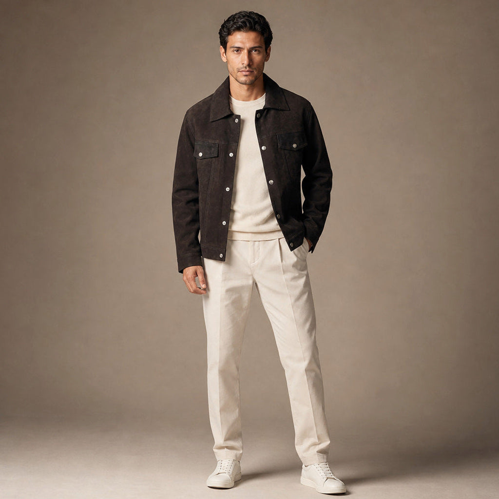 Jochen | Lederjacke Wildleder Braun – Produktfoto