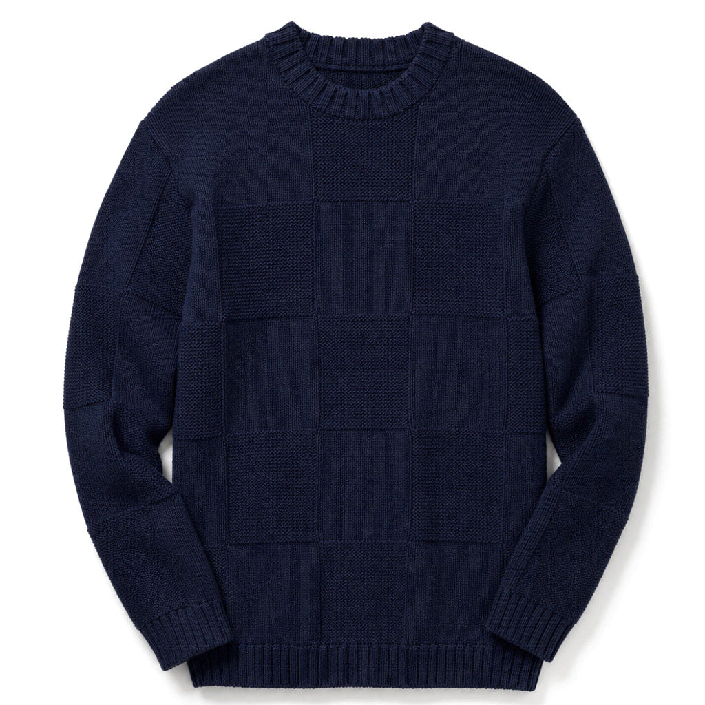 Joost | Strickpullover über Hemd Navy – Produktfoto