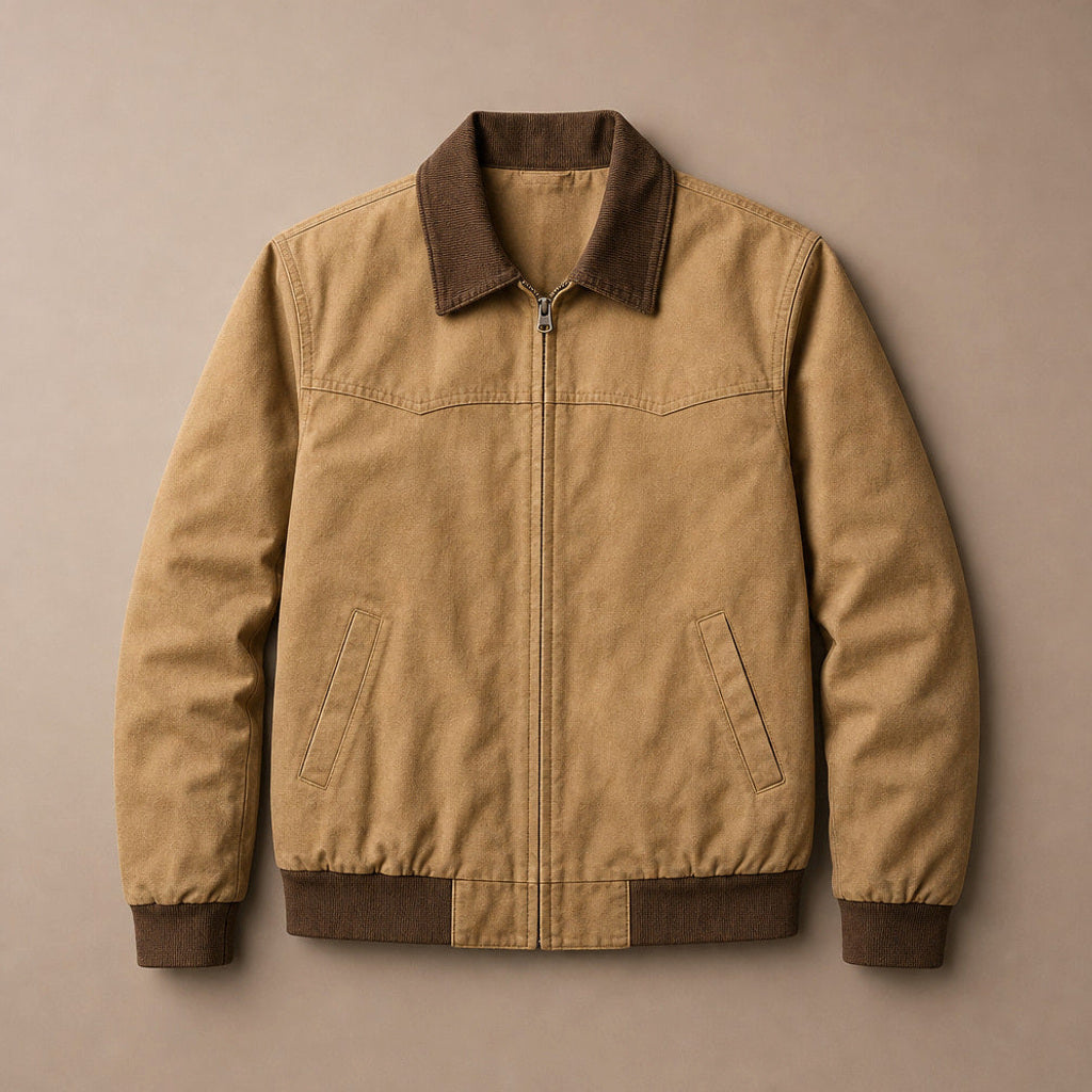 Jorven | Arbeitsjacke Baumwollmischung Relaxed Fit Khaki – Flatlay-Produktfoto