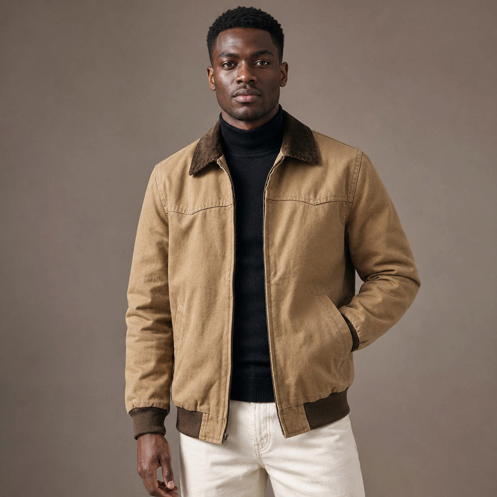 Jorven | Arbeitsjacke Baumwollmischung Relaxed Fit Khaki – Produktfoto