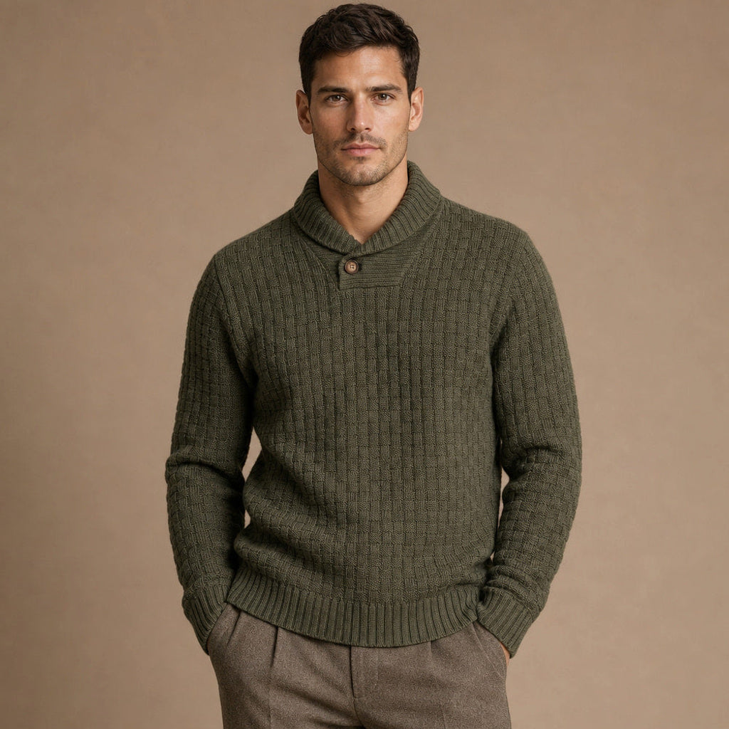 Krispin | Pullover Schalkragen Korbgeflecht-Strick – Premium Editorial