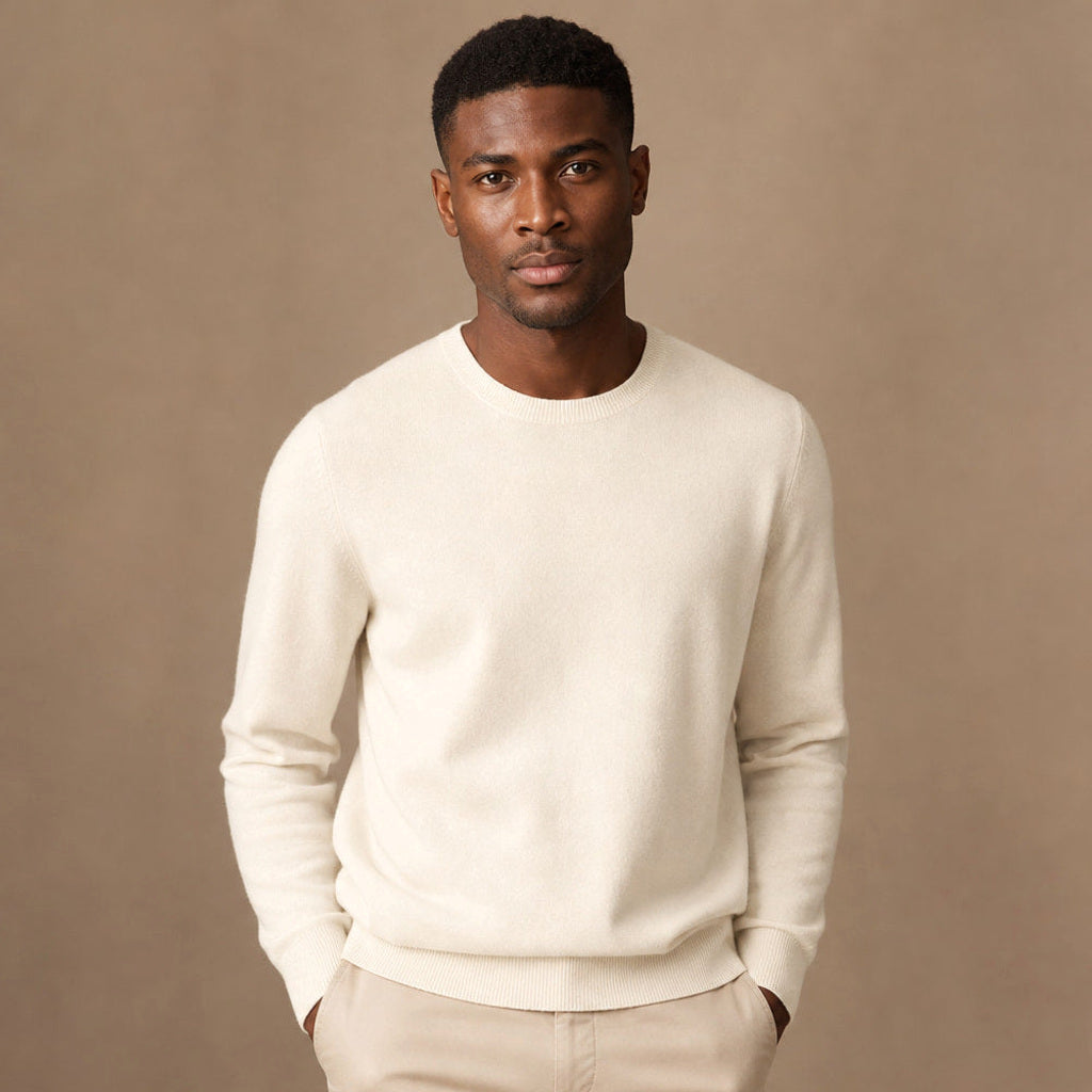 Landbert | Feinstrick-Pullover Wolle-Kaschmir Champagnerbeige – Produktfoto
