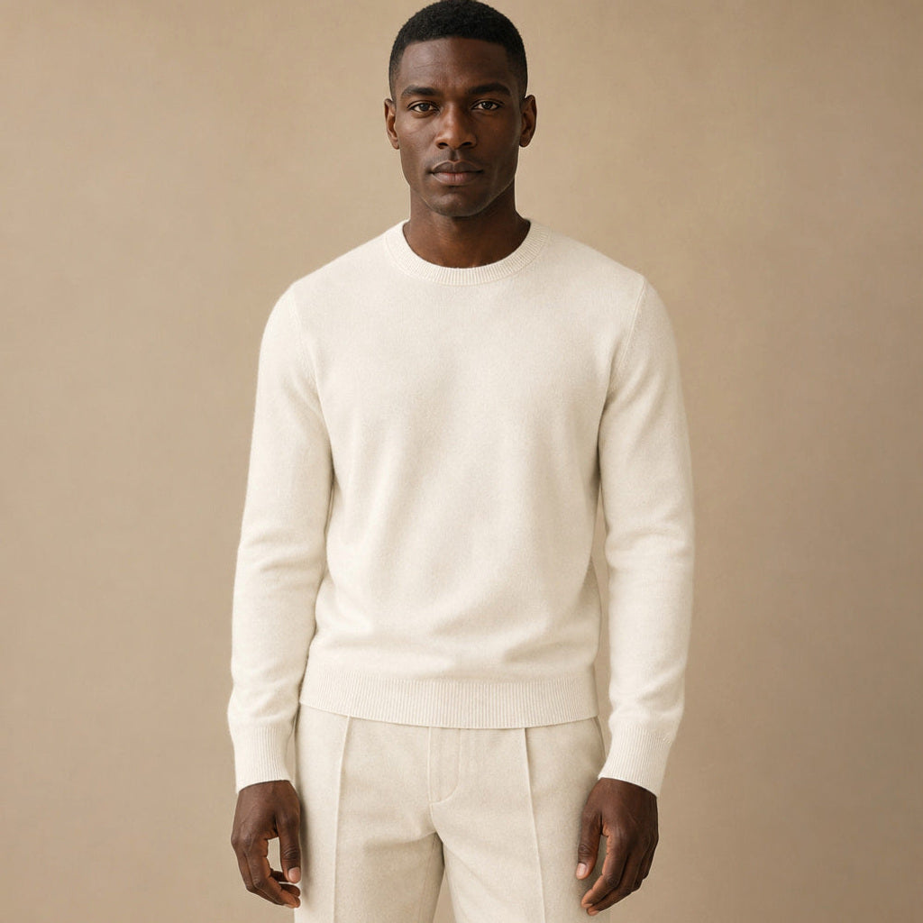 Landbert | Feinstrick-Pullover Wolle-Kaschmir in Champagnerbeige – Premium Editorial