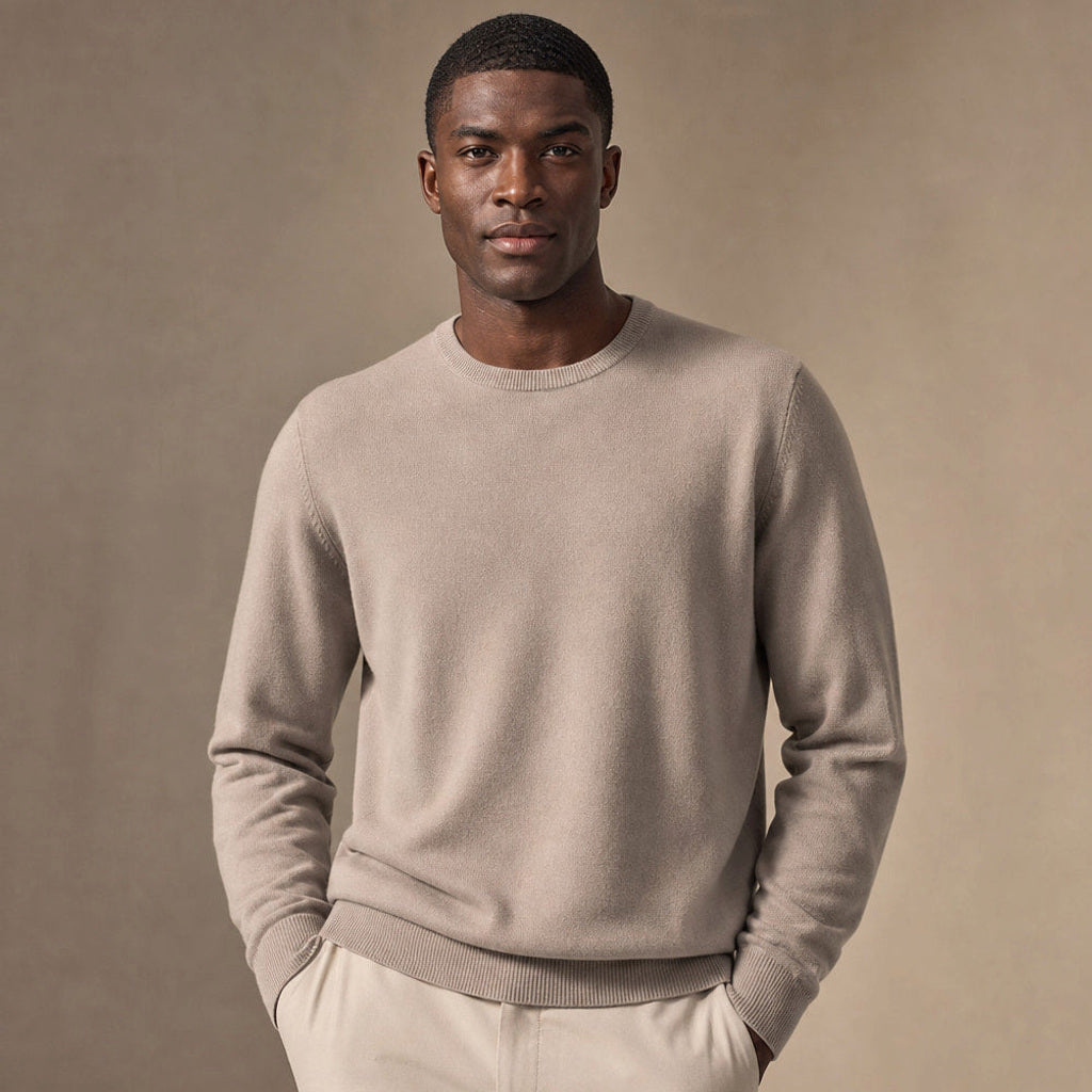 Landbert | Feinstrick-Pullover Wolle-Kaschmir Taupe – Produktfoto