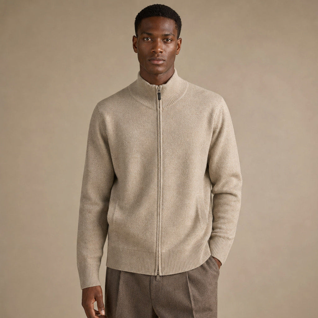 Levin | Strickjacke Stehkragen Camel – Produktfoto
