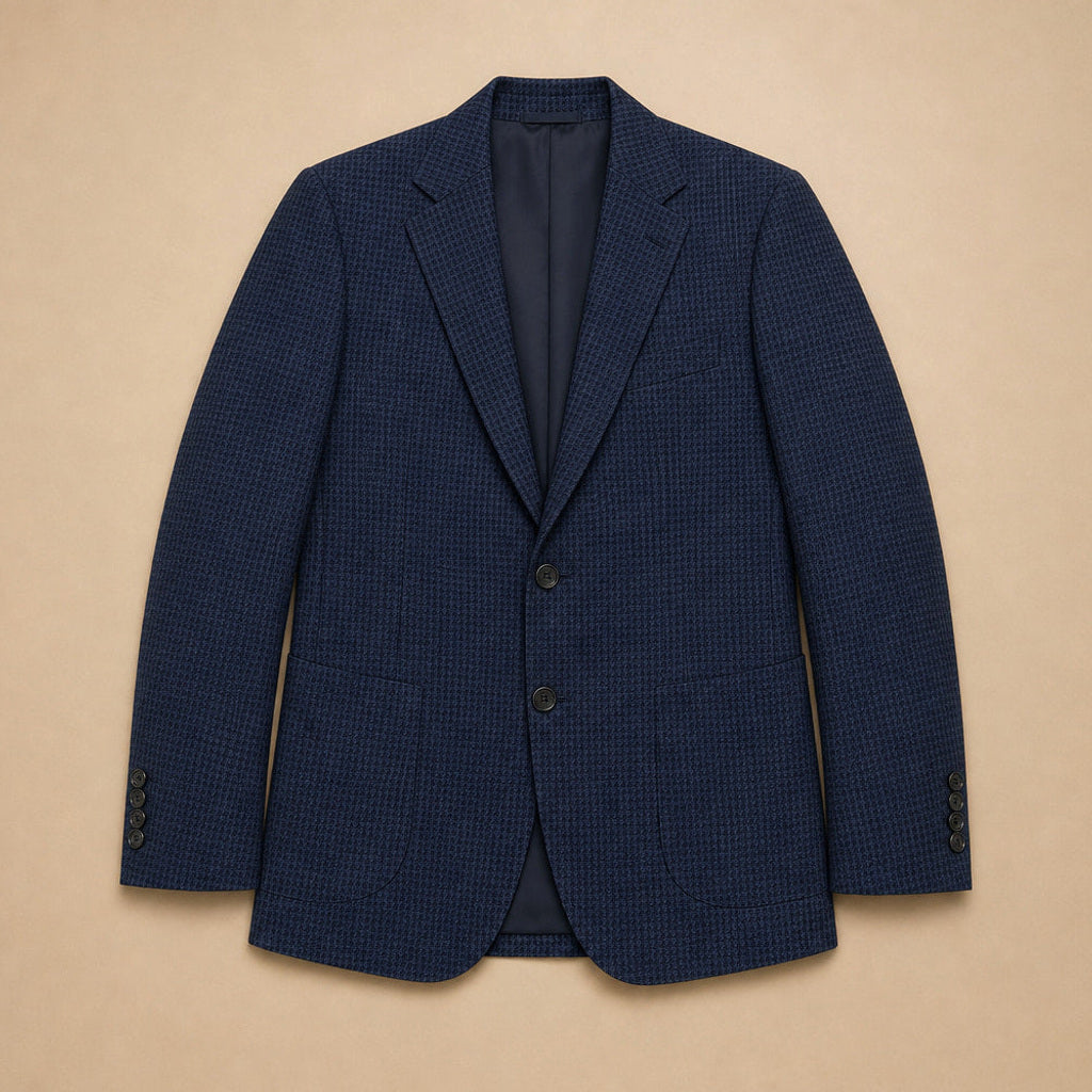 Liutbert | Dunkelblauer Blazer Slim Fit – Flatlay-Produktfoto
