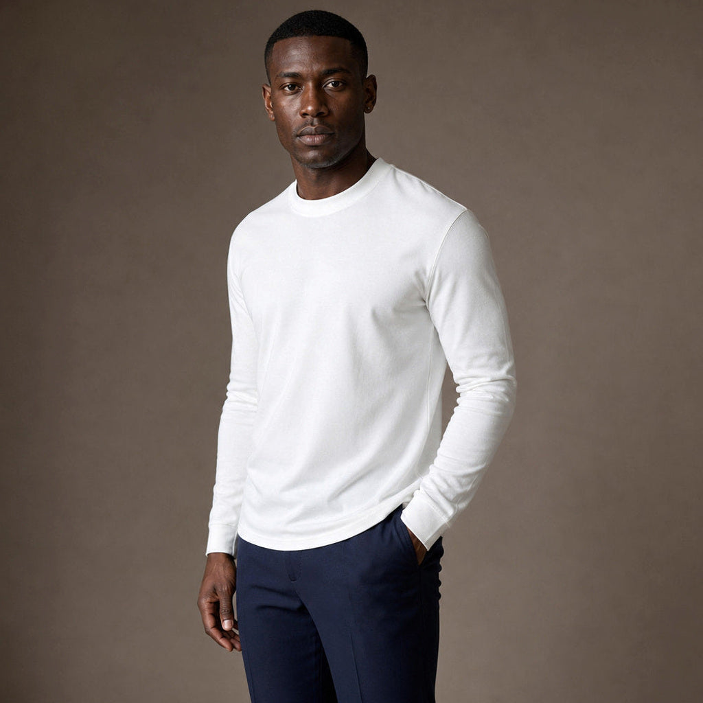 Marlon | T-Shirt Rundhals Tailored Fit Weiß – Seitenansicht