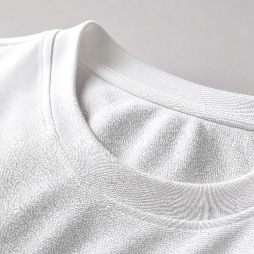 Marlon | T-Shirt Rundhals Tailored Fit Weiß – Stoff- und Detailaufnahme