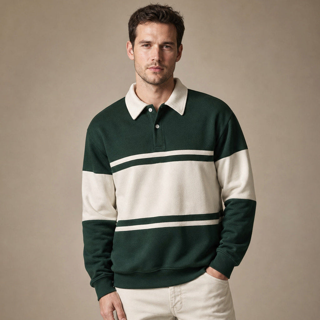 Marlowe | Strick-Poloshirt Langarm Baumwolle in Dunkelgrün – Premium Editorial
