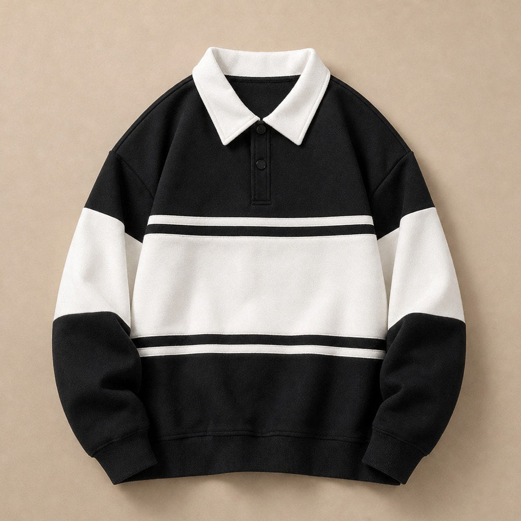 Marlowe | Strick-Poloshirt Langarm Baumwolle Schwarz – Produktfoto