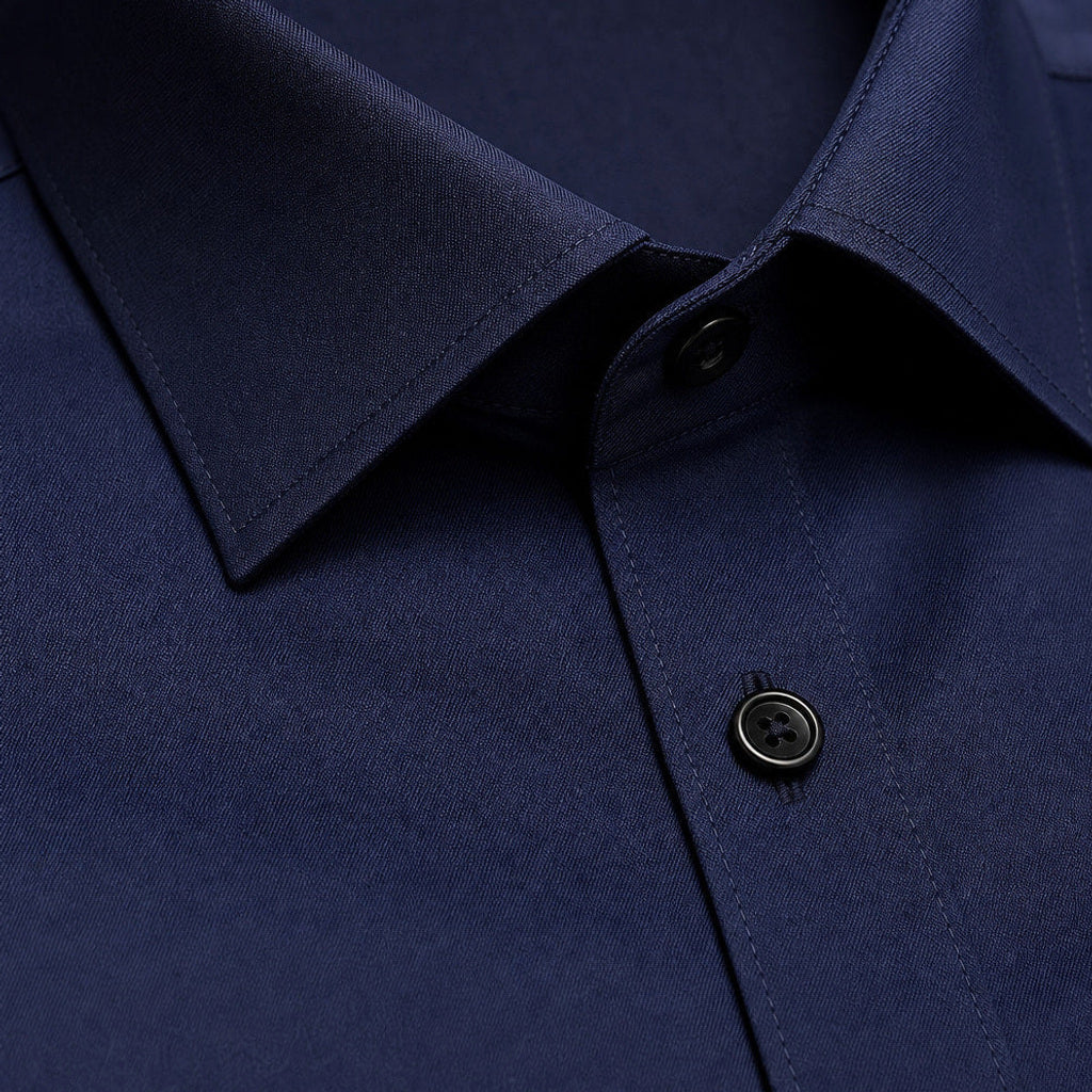 Norvane | Businesshemd Slim Fit Stretch Navy – Stoff- und Detailaufnahme