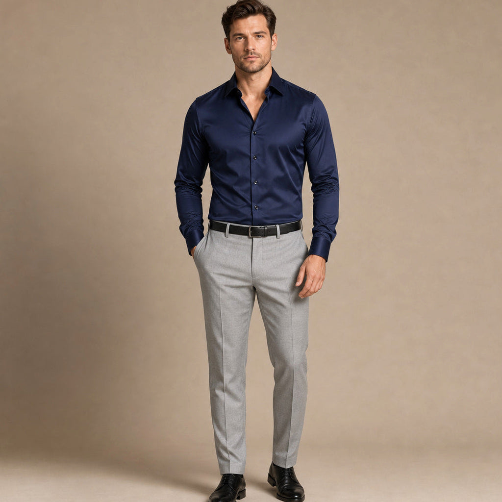 Norvane | Businesshemd Slim Fit Stretch Navy – Gesamtlook