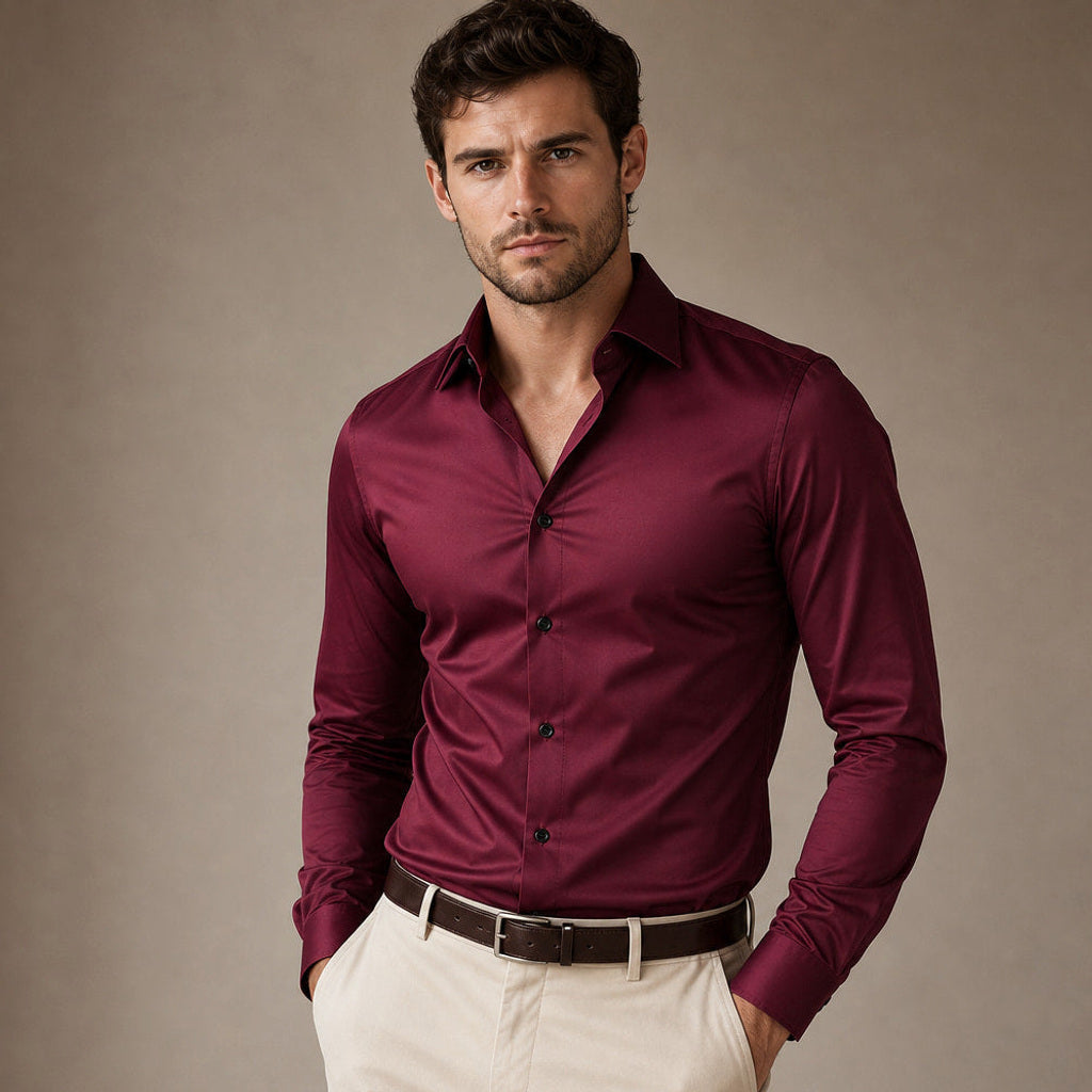 Norvane | Businesshemd Slim Fit Stretch Rot – Produktfoto