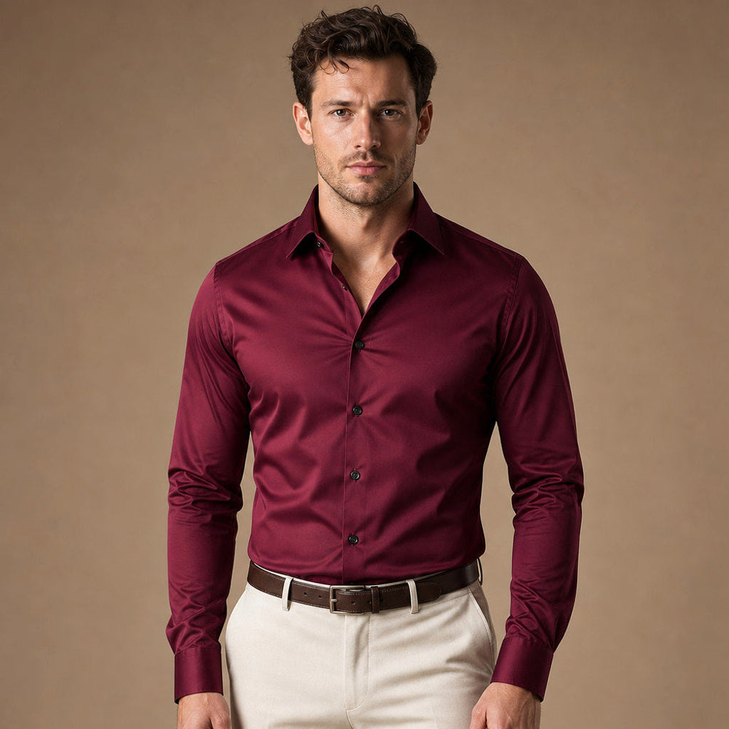 Norvane | Businesshemd Slim Fit Stretch in Rot – Premium Editorial