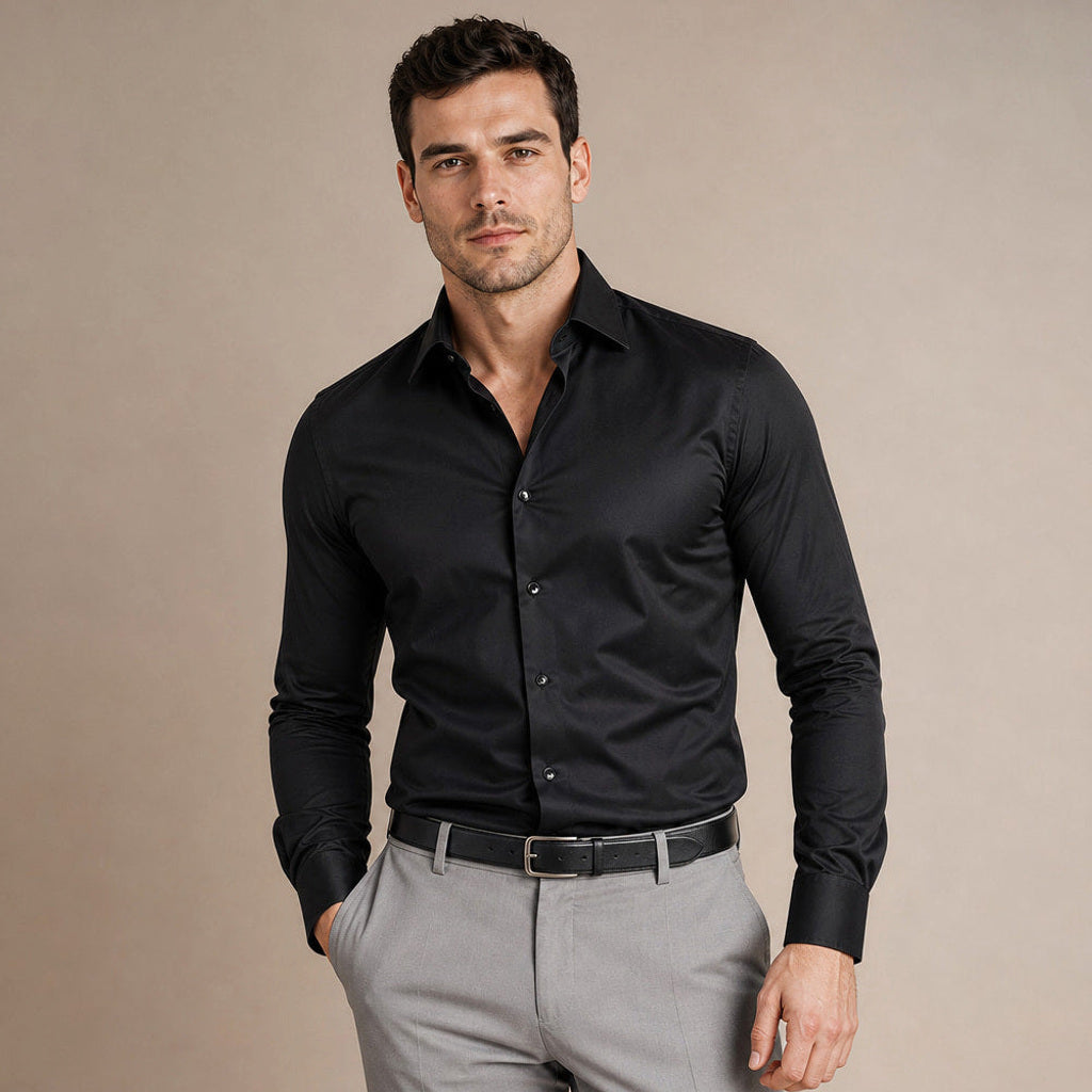 Norvane | Businesshemd Slim Fit Stretch Schwarz – Produktfoto