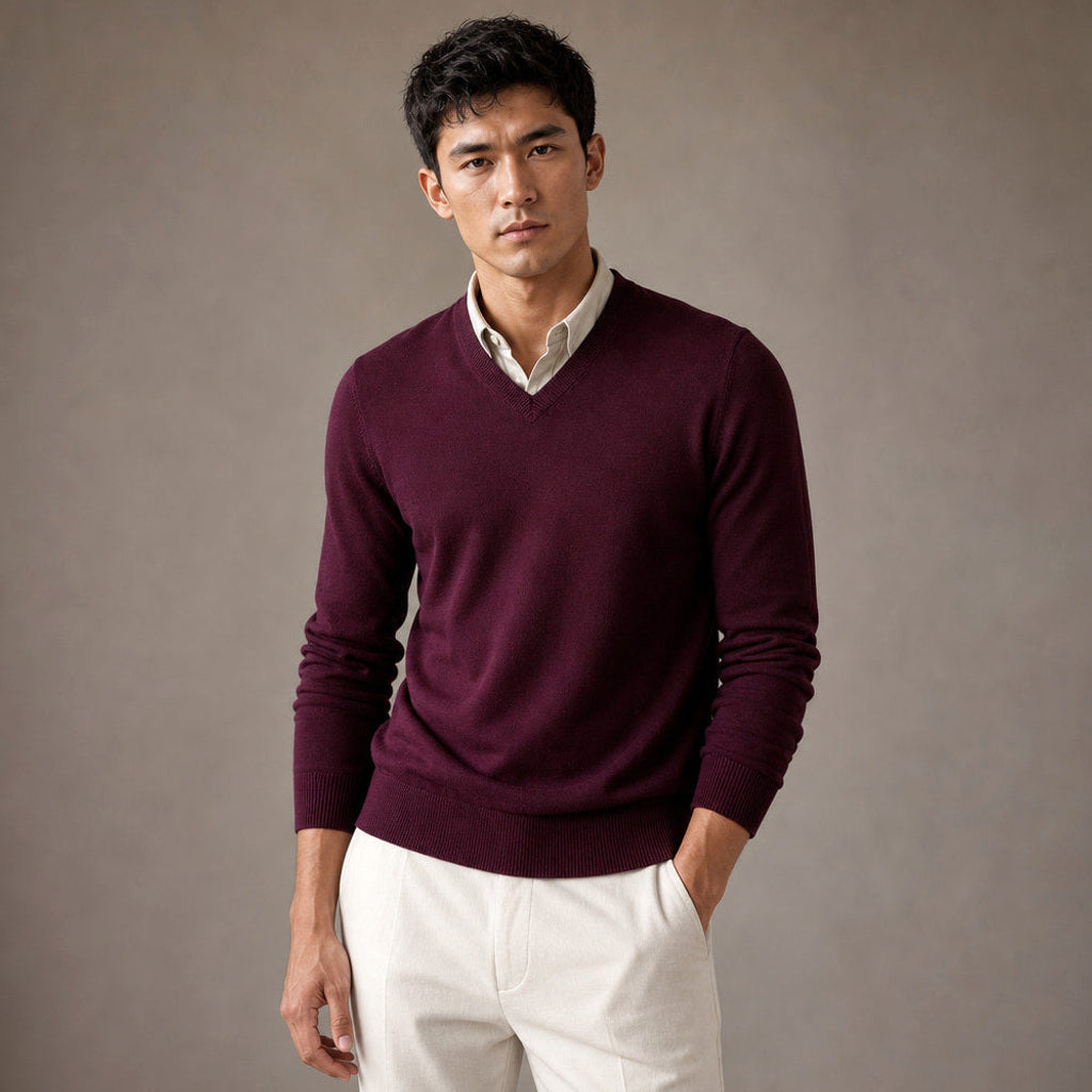 Norwin | Feinstrickpullover V-Ausschnitt Slim Fit – Seitenansicht