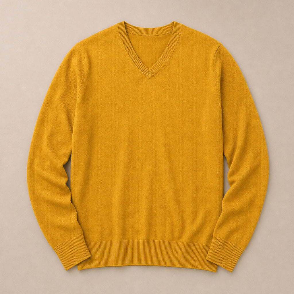 Norwin | Feinstrickpullover V-Ausschnitt Slim Fit Gelb – Produktfoto