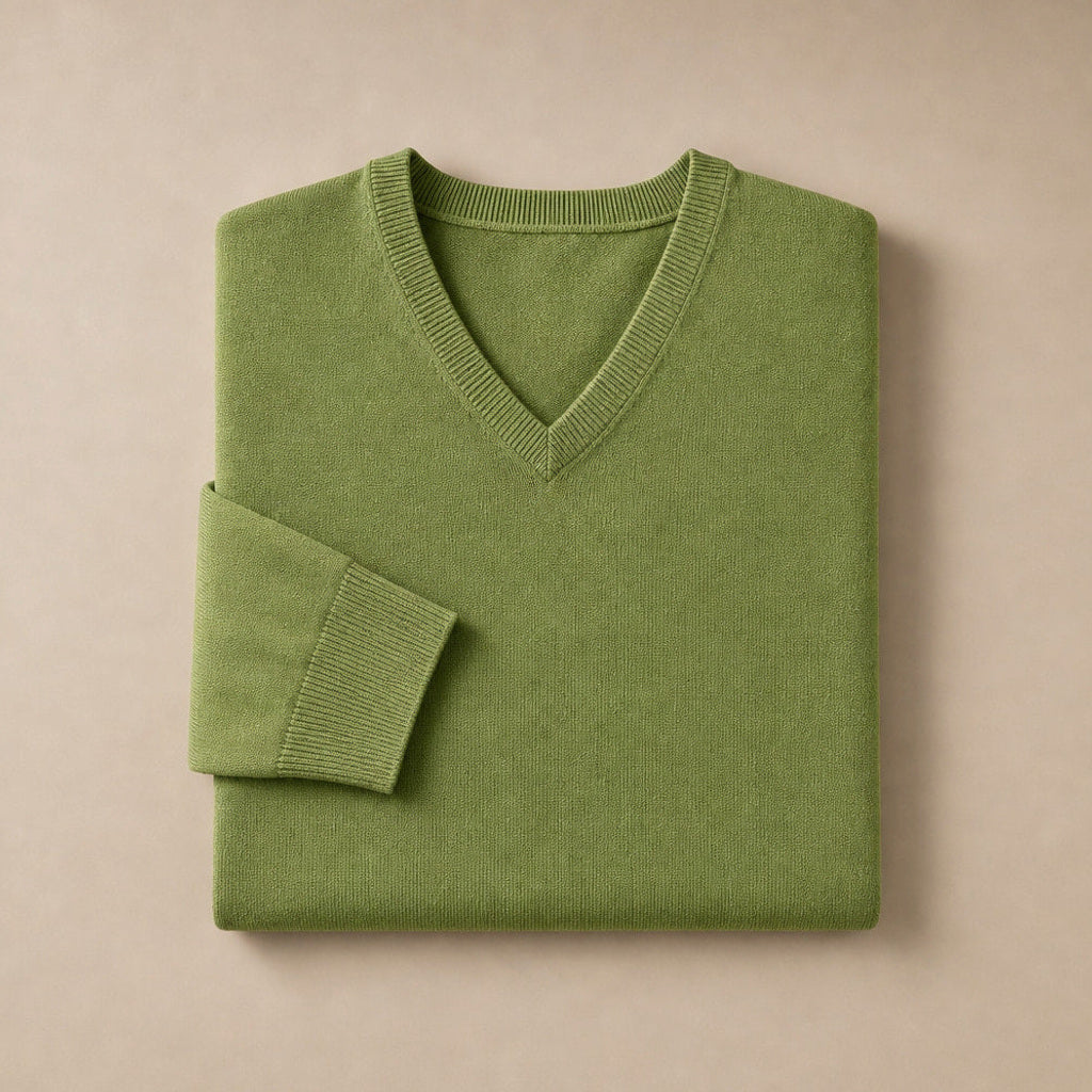 Norwin | Feinstrickpullover V-Ausschnitt Slim Fit Grün – Produktfoto