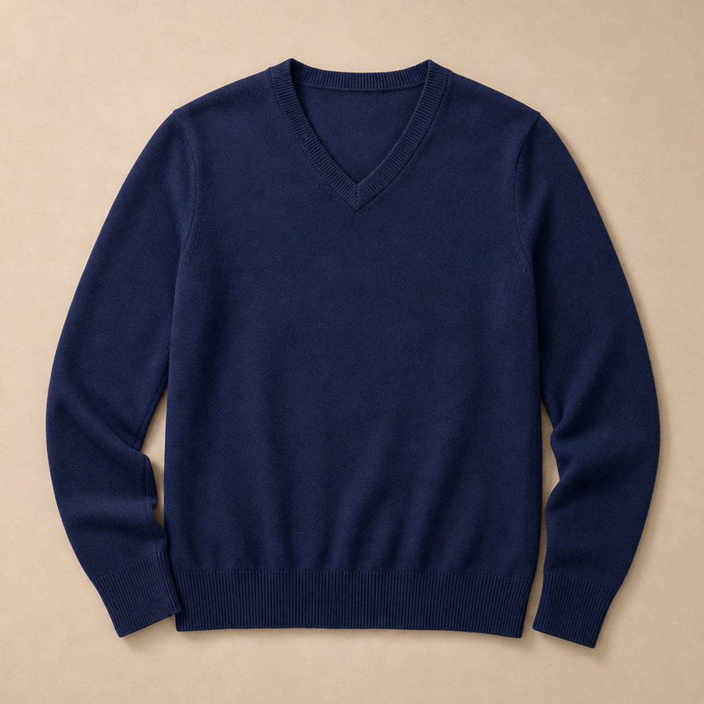 Norwin | Feinstrickpullover V-Ausschnitt Slim Fit Navy – Produktfoto