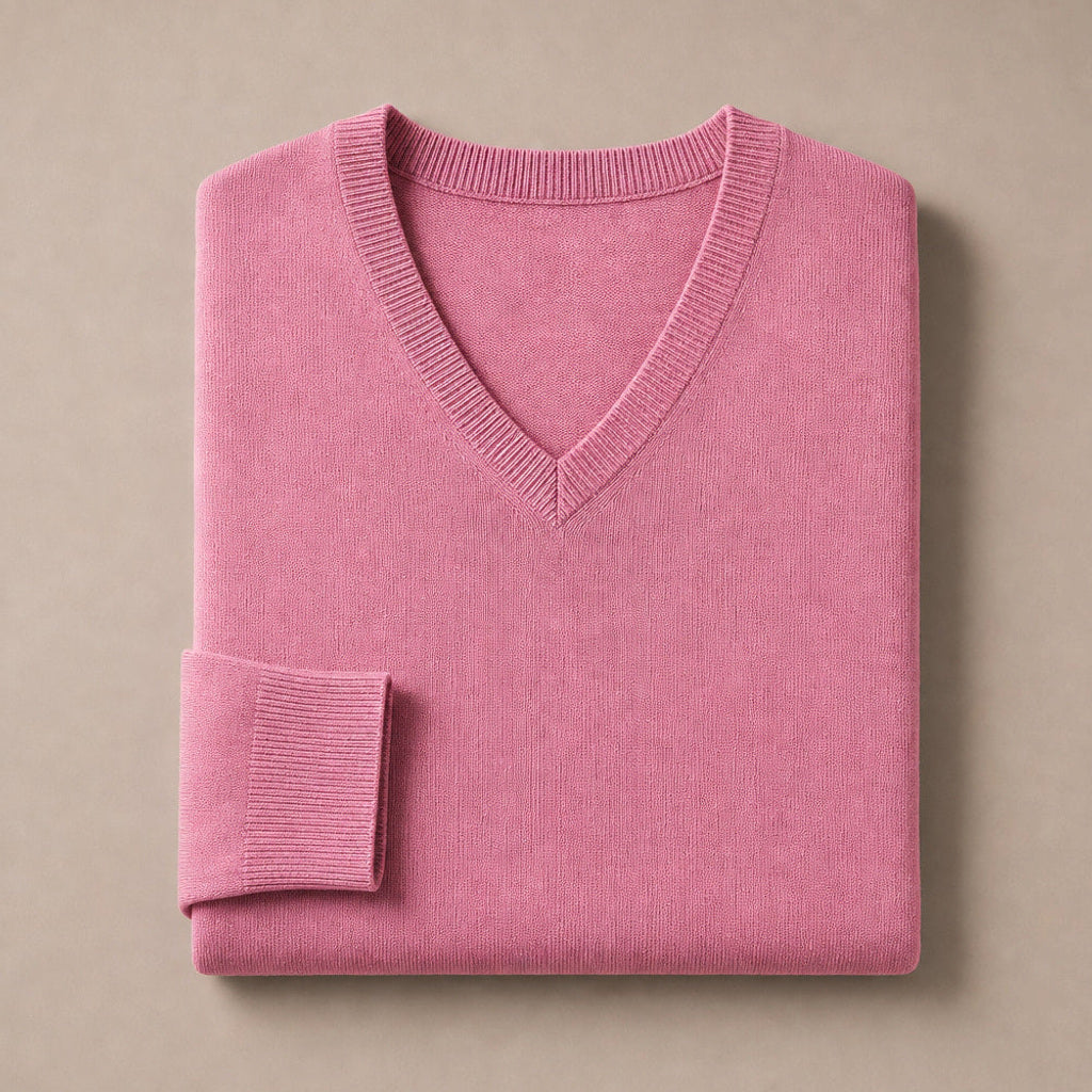 Norwin | Feinstrickpullover V-Ausschnitt Slim Fit Pink – Produktfoto
