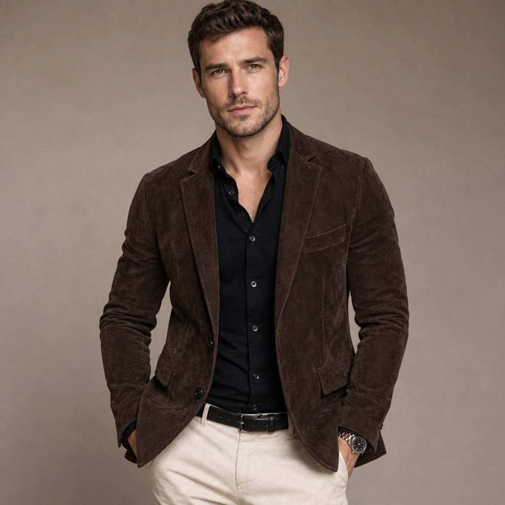 Osbert | Blazer Wildlederoptik Slim Fit Braun – Produktfoto
