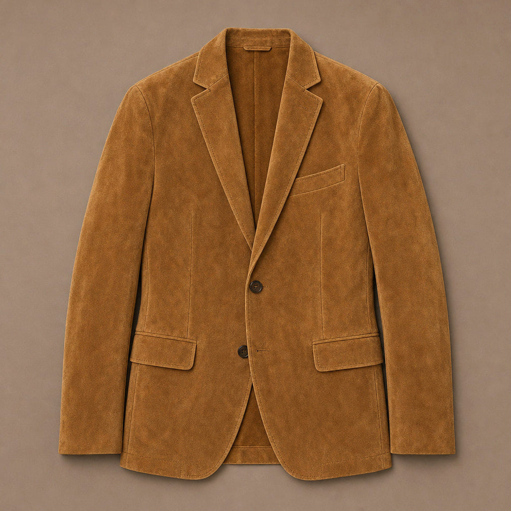 Osbert | Blazer Wildlederoptik Slim Fit Khaki – Flatlay-Produktfoto