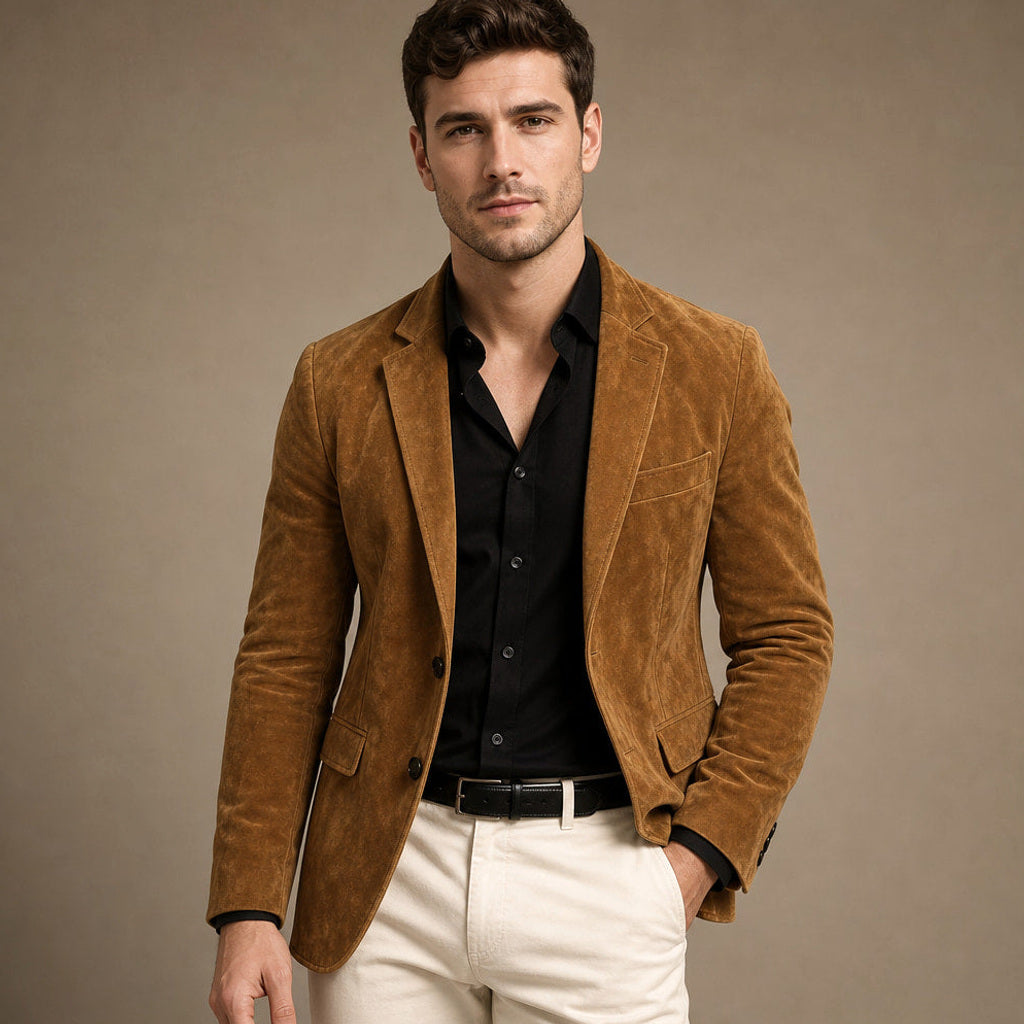 Osbert | Blazer Wildlederoptik Slim Fit Khaki – Produktfoto