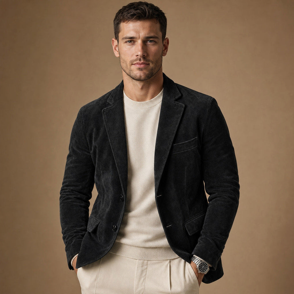 Osbert | Blazer Wildlederoptik Slim Fit Schwarz – Produktfoto