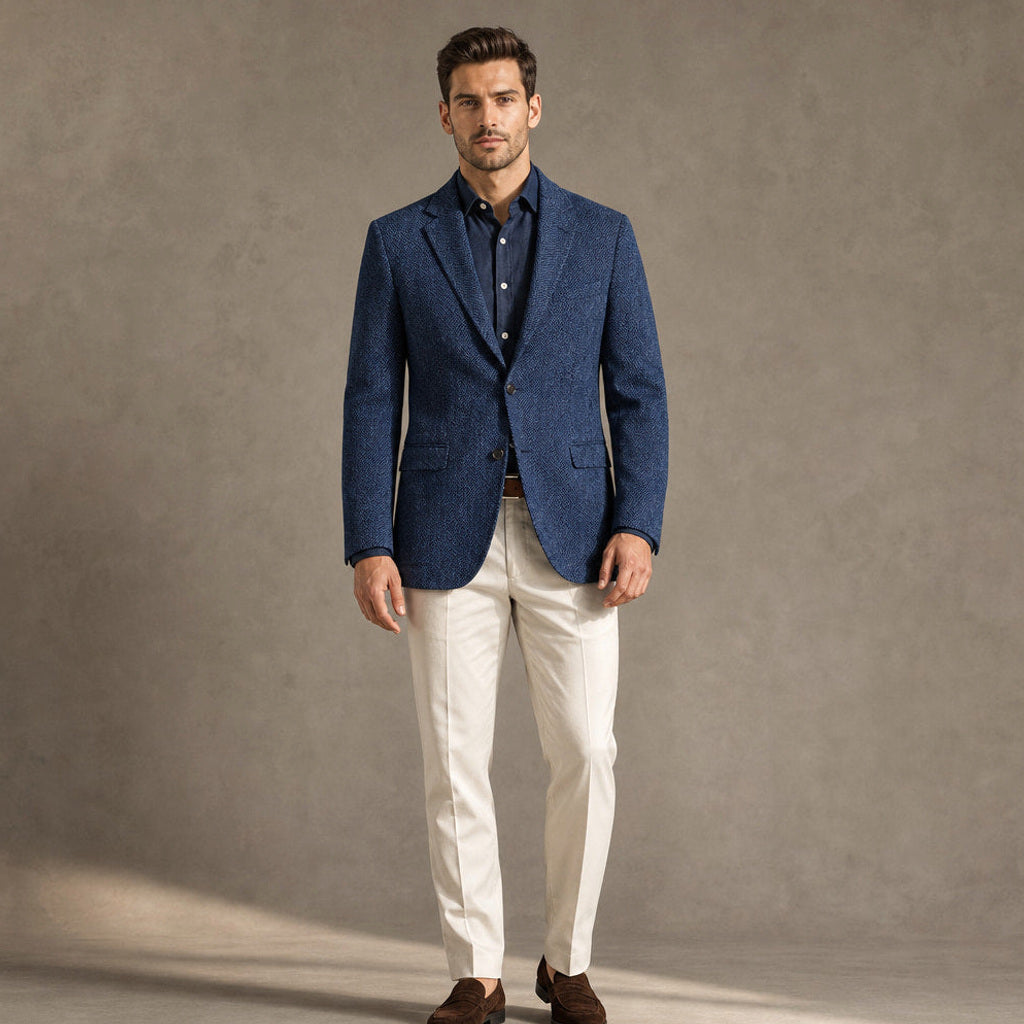 Osmar | Blazer Fischgrat Reverskragen Blau – Produktfoto