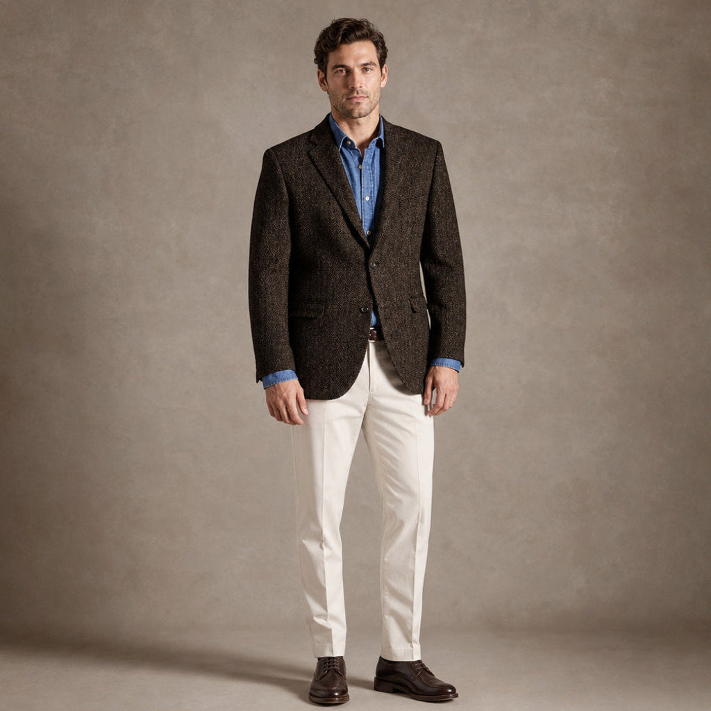 Osmar | Blazer Fischgrat Reverskragen Kaffeebraun – Produktfoto