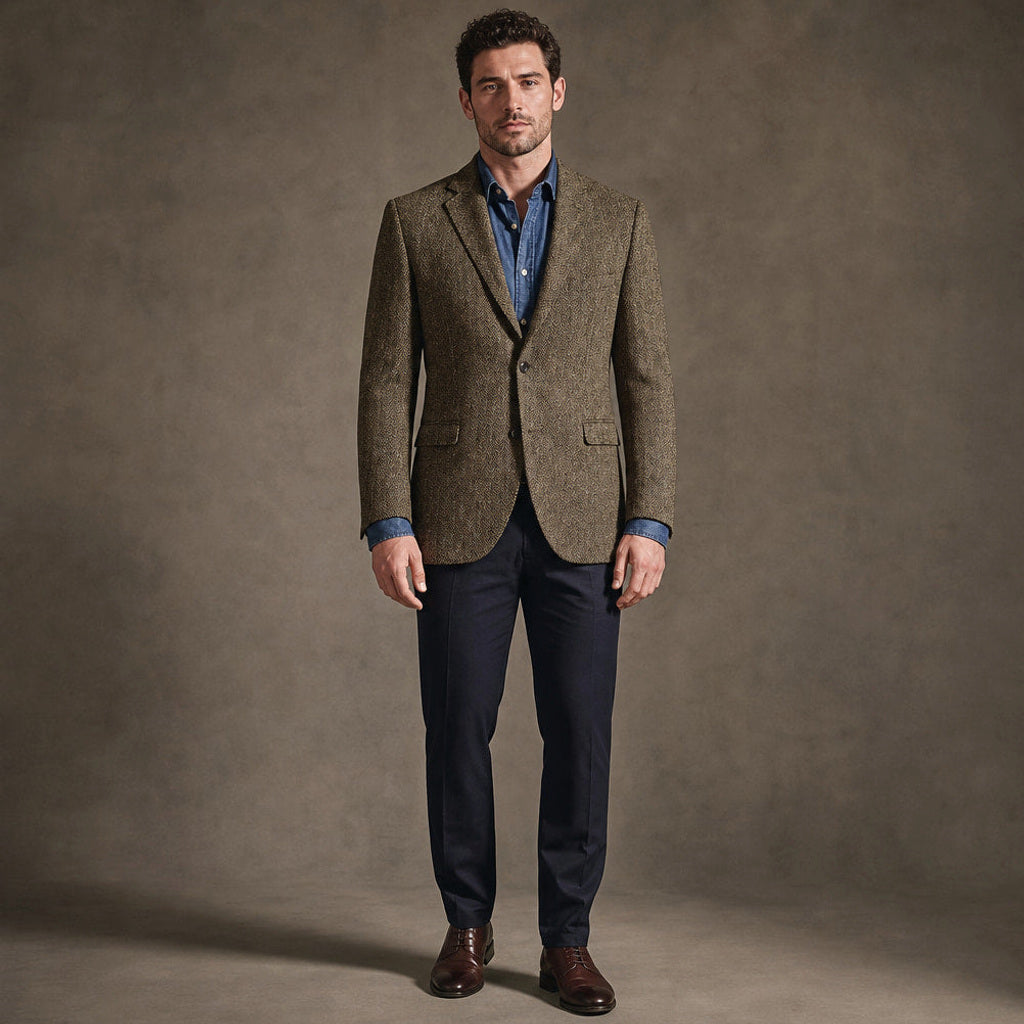 Osmar | Blazer Fischgrat Reverskragen Khaki – Produktfoto