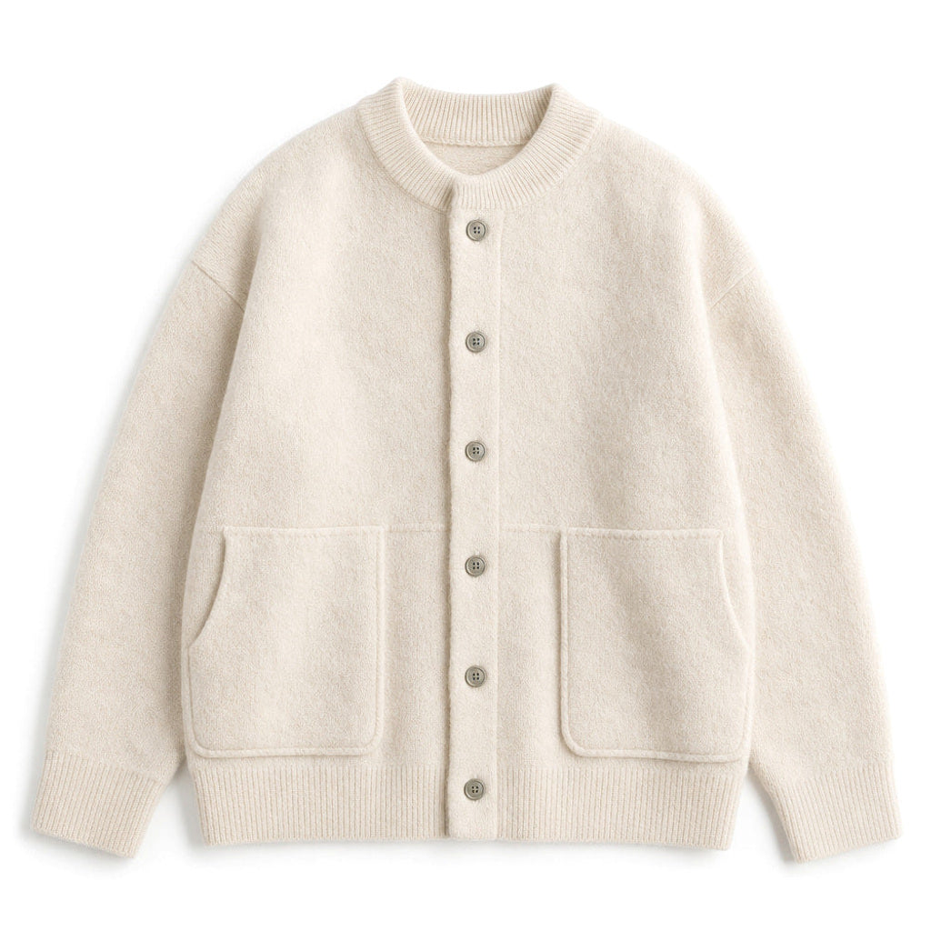 Oswald | Strickjacke Knopfleiste Wollstrick Elfenbein – Produktfoto