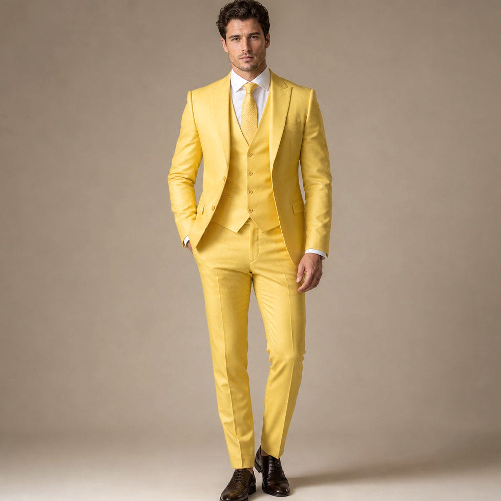 Otmar | Anzug Dreiteilig Slim Fit in Gelb – Premium Editorial