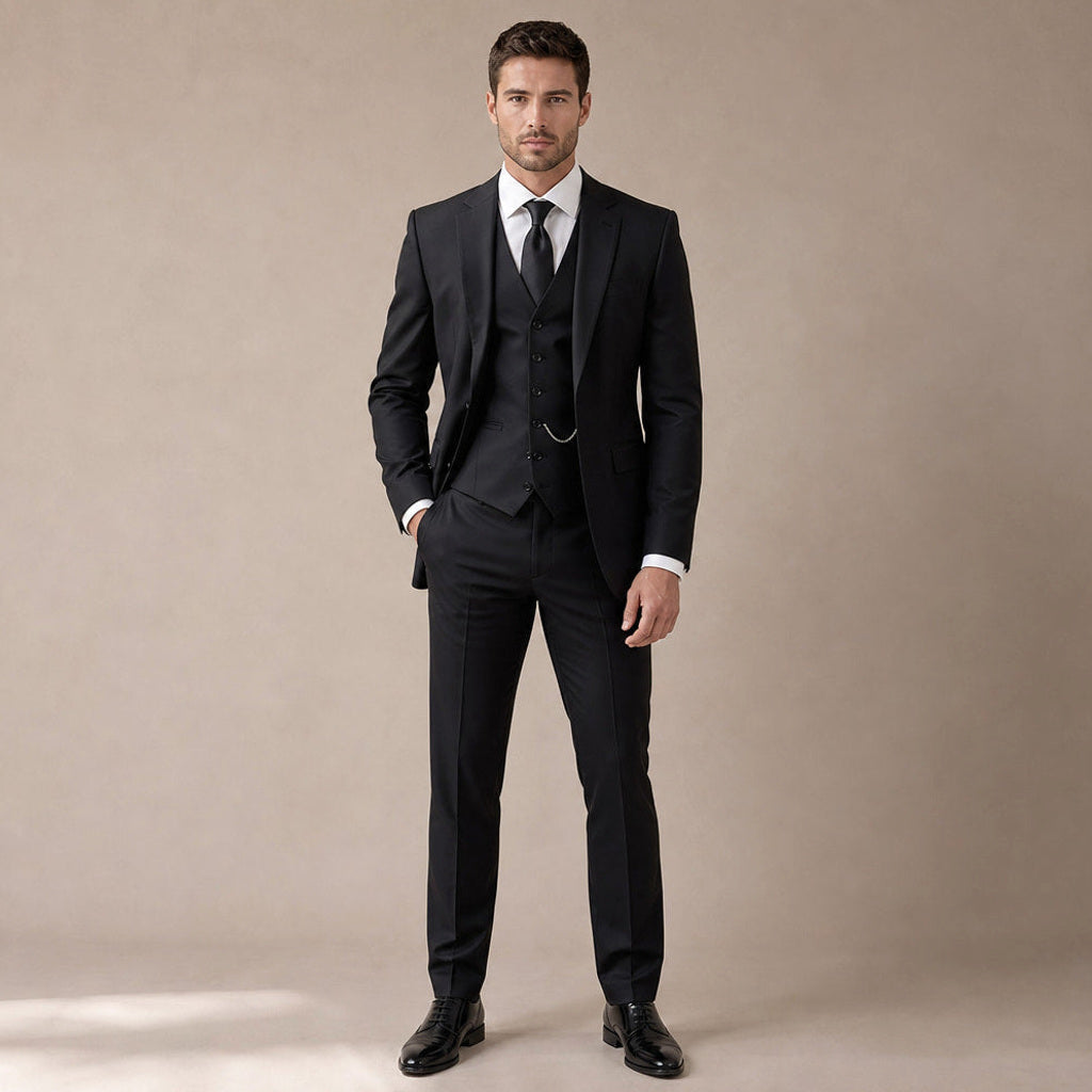 Otmar | Anzug Dreiteilig Slim Fit in Schwarz – Premium Editorial