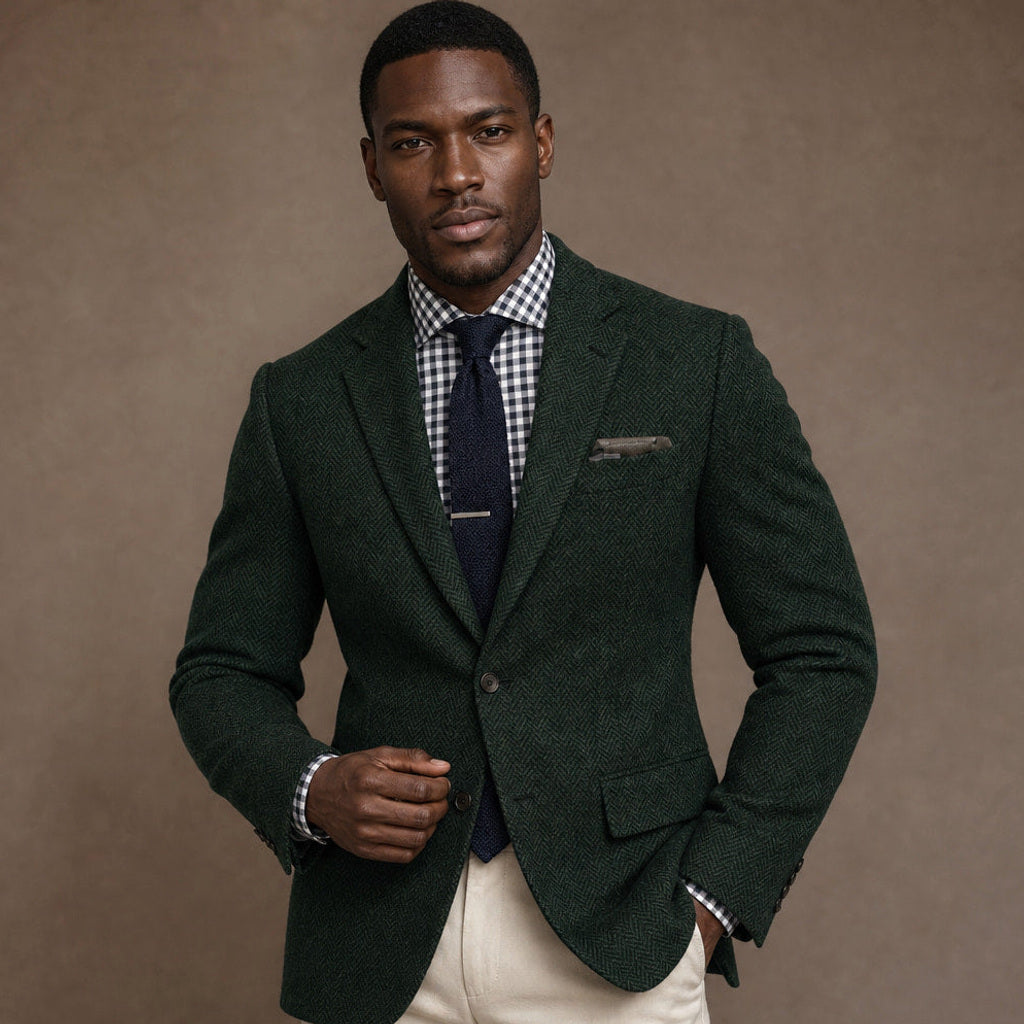 Rutger | Blazer Fischgrat Slim Fit Dunkelgrün – Produktfoto