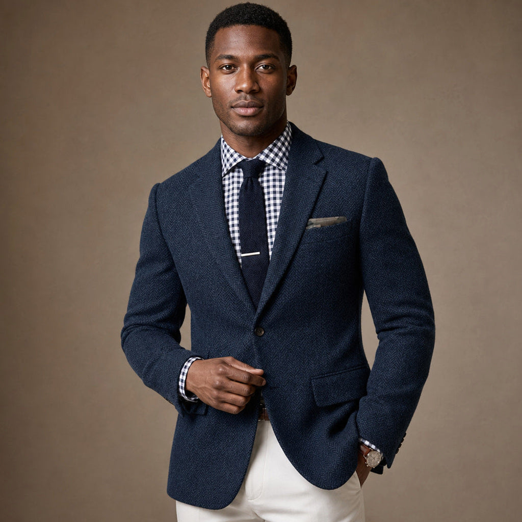 Rutger | Blazer Fischgrat Slim Fit Navy – Produktfoto