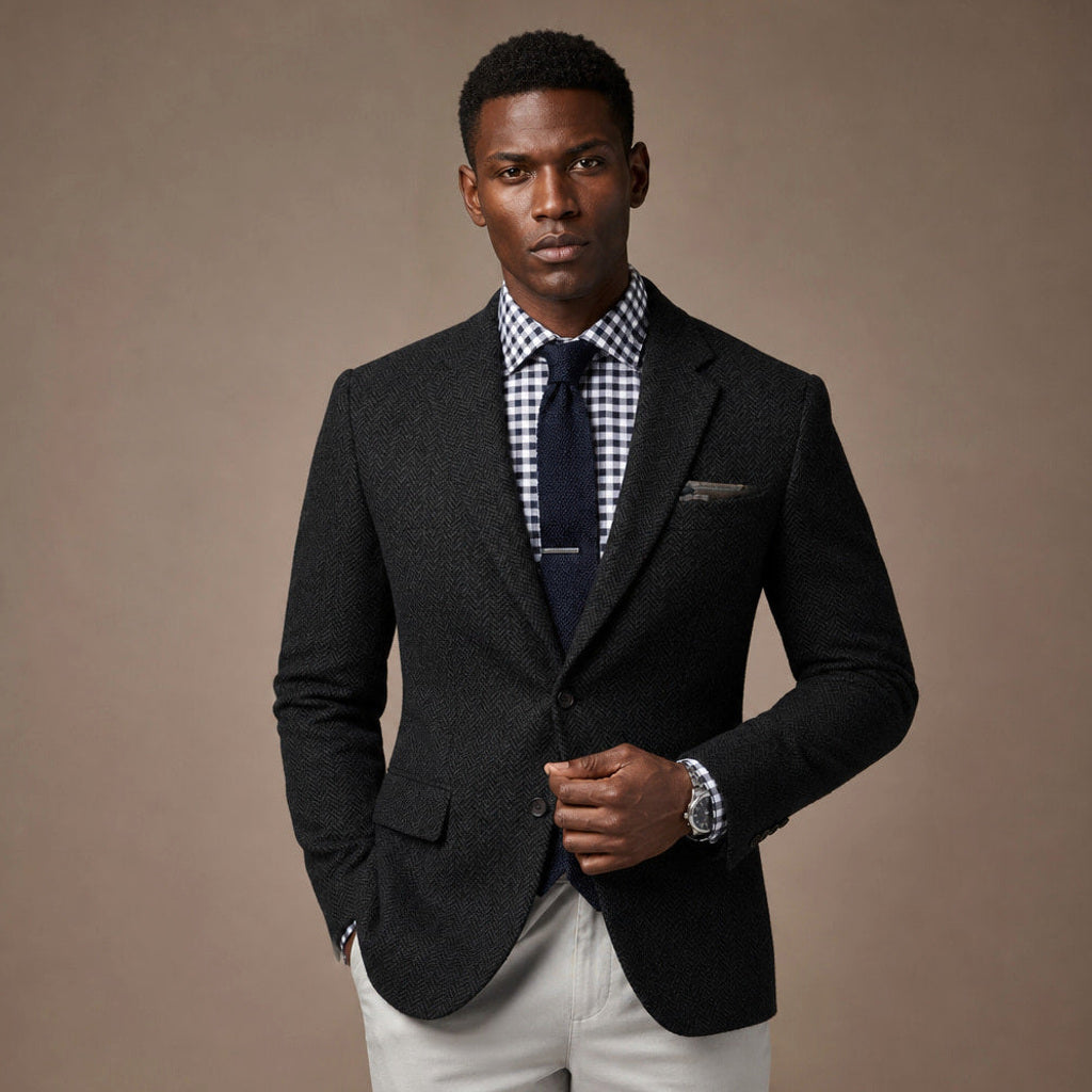 Rutger | Blazer Fischgrat Slim Fit Schwarz – Produktfoto