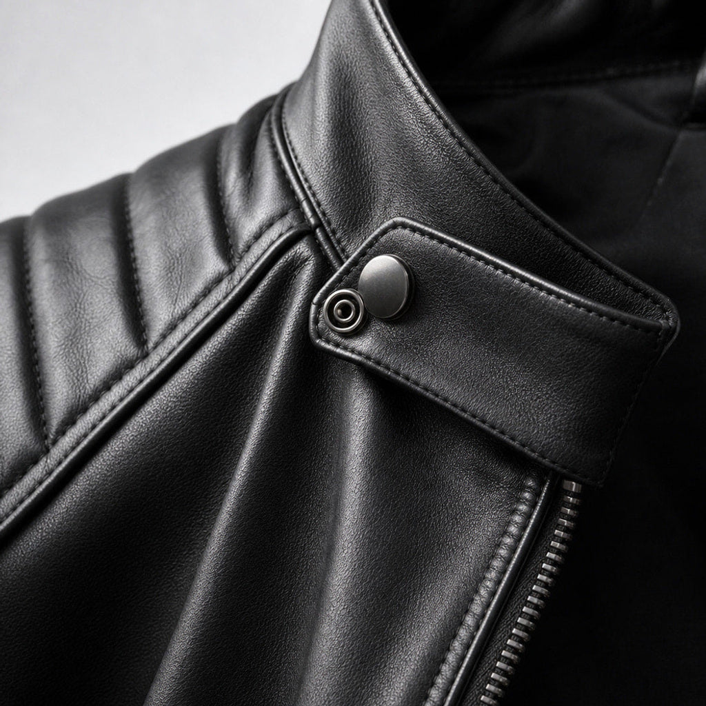 Sigemund | Lederjacke Bikerschnitt Schwarz – Produktfoto