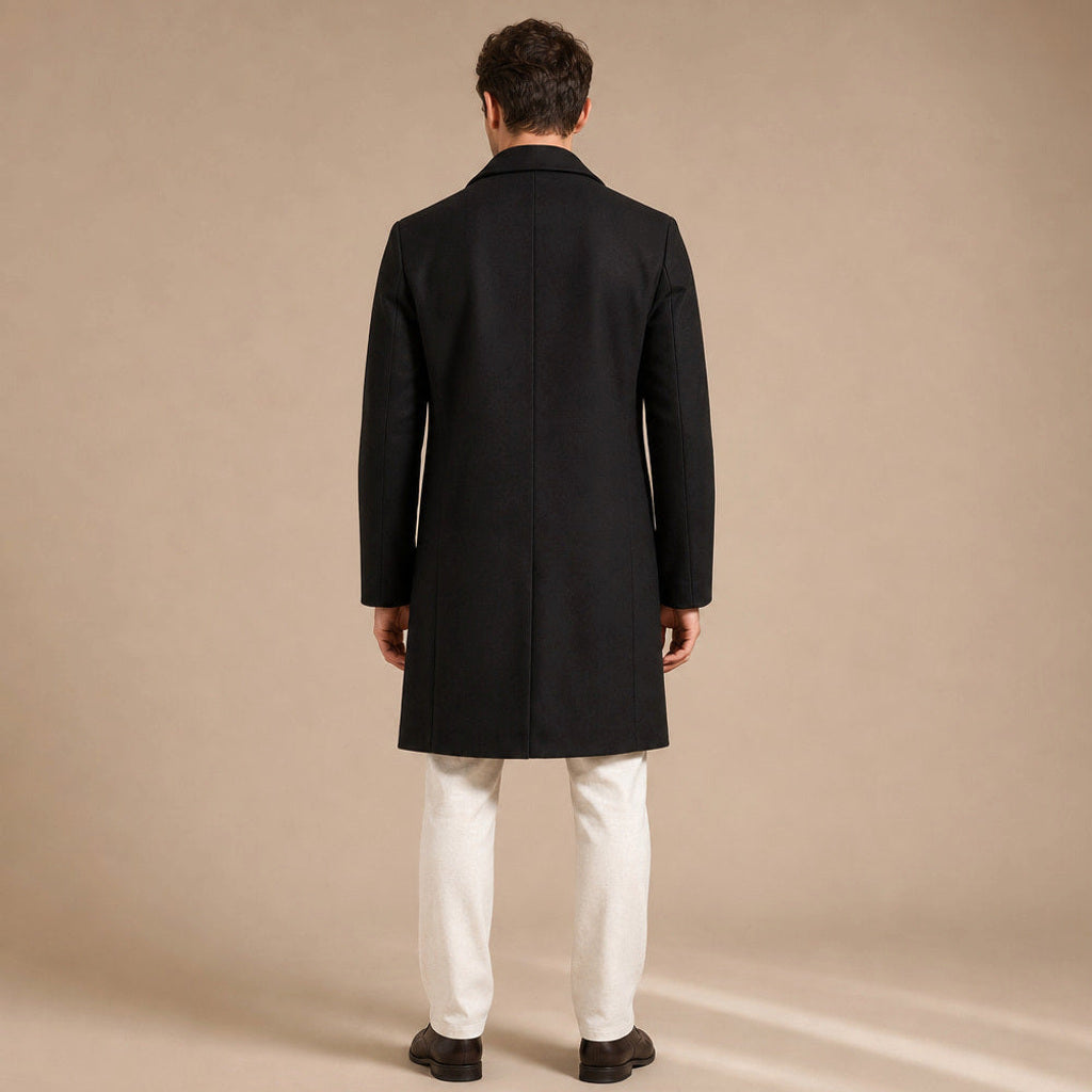 Sigurd | Wollmantel Einreiher Schwarz Schwarz – Gesamtlook