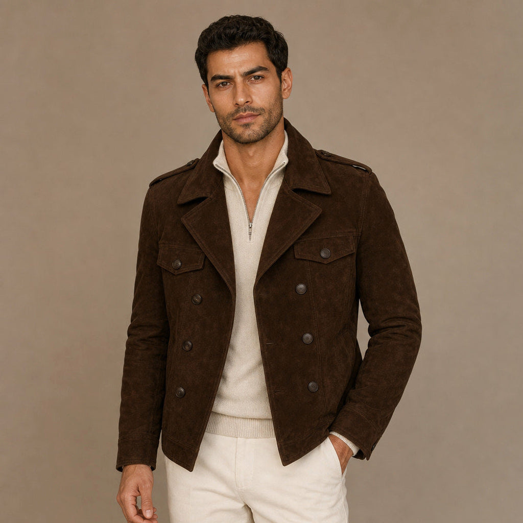 Simon | Blazer Wildlederoptik Zweireiher Braun – Produktfoto