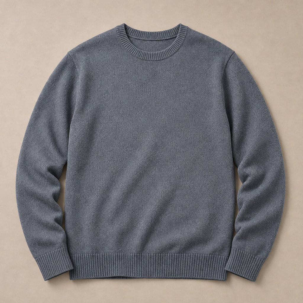 Steffen | Pullover Rundhals Feinstrick Dunkelgrau – Produktfoto