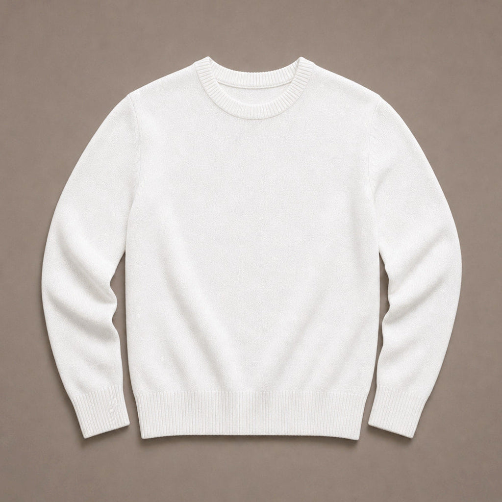 Steffen | Pullover Rundhals Feinstrick Weiß – Produktfoto