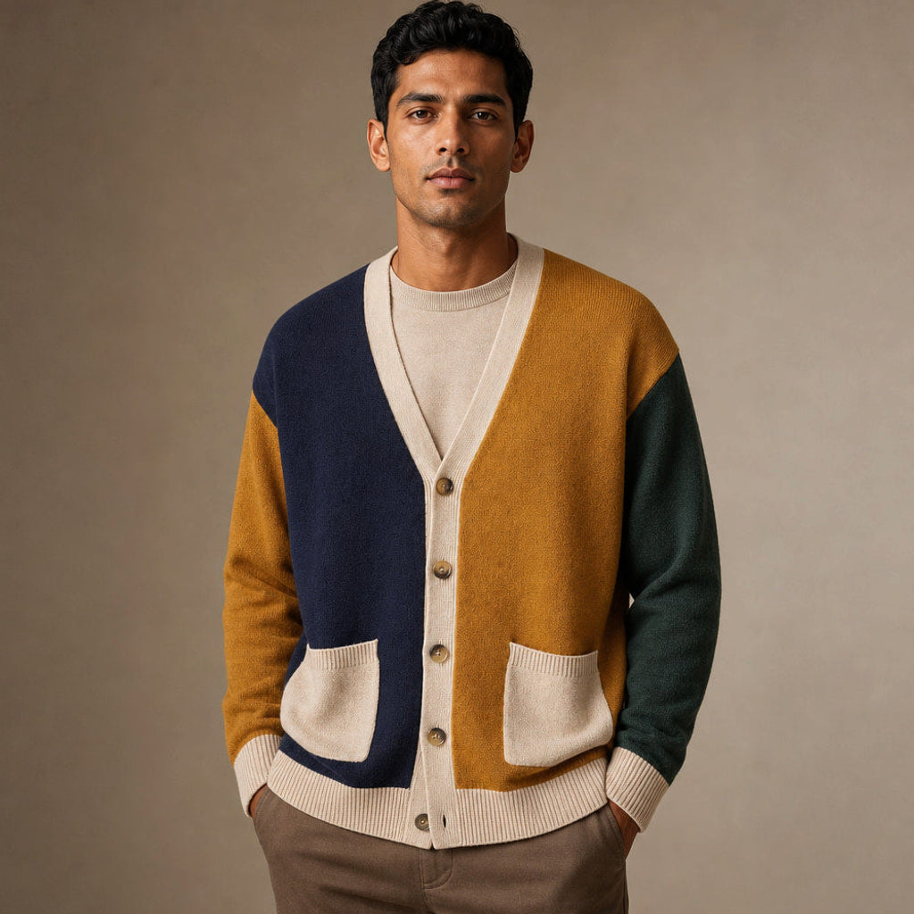 Thibaut | Strickjacke Kontrastblende Knopfleiste – Premium Editorial